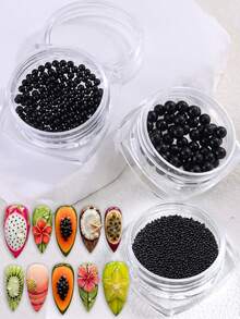 Mini Beaded Nail Art Decor, Black Resin Mini Beads, Large And Small Black Pearls, Y2K Punk Nail Art Design Nail Decoration, DIY Nail Salon Decor Accessories And Nail Supplies - Multicolor - View 10