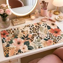 Leopard Print Floral Extended Mouse Pad, Modern Botanical Style Large Keyboard Mouse Desk Mat, Home Office Computer Pad, Fashionable Desktop Accessory Women's Gift - View 4