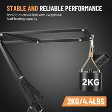 7Sevenjokers All-Purpose Microphone Stand Set – Includes Pop Filter And Microphone Cap, 360° Adjustable Boom Arm, Desk Clamp – Suitable For Podcasting, Live Streaming, Gaming And Recording - Black - View 6
