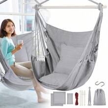 Hängesessel mit ergonomischer Form und 3 passenden Kissen, gemütliche Schaukelstühle für Balkon, Schlafzimmer und Wohnzimmer im privaten Wohnbereich Maximale Tragfähigkeit 200 kg - Grau - Übersicht 4