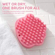 Pet Bath Massage Brush, With Raised Massage Bristles, Finger Strap And Hanging Holes, Foam Cleaning And Hair Removal Functions, Suitable For Cats And Dogs, A Year-Round Pet Care Product For Home Bathrooms. - Multicolor - View 4