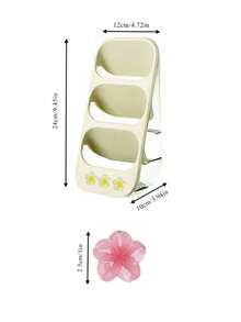 3-Layer Slanted Sakura Decorative Storage Box, Multi-Color Transparent Layered Stationery & Cosmetic Dual-Use Organizer, Matte Shell With Clear Visible Sides, 3-Layer Slanted Partition Independent Storage, Front 3D Sakura Sticker Soft Design, Multi-Color Options Suitable For Office Workers, Students, Home Kitchen Organization - Multicolor - View 10