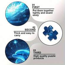 1000 Pieces Adult Mini Puzzle Box - This Adult Challenge-Level Puzzle Features Precision-Cut Pieces That Are Scratch-Resistant, With A Dreamy Blue Dolphin Theme. High Difficulty And Brain-Burning, It Can Be Used For Home Entertainment, DIY Decoration, Art Collection, And Is Also A Great Gift For Christmas, Halloween, And Brain Challenges. - Multicolor - View 7