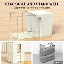 Foldable Clothes Storage Bins With Metal Frame, Large Capacity Clear Window Closet Storage Organizer Containers With Front Opening, For Clothes, Bedding, Blankets, Pillows, Towels - Multicolor - View 8