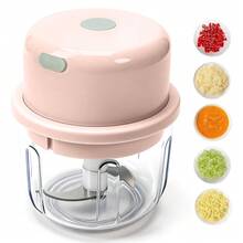 電動迷你食物切碎機-小型便攜式廚房電器,無線電動大蒜切碎機與迷你食物處理機,便攜式迷你食物處理機,可充電蔬菜攪拌機(輕量化設計,適用於堅果、辣椒、洋蔥)塑膠材質,蔬菜切碎攪拌機 - 彩色 - 查看 14