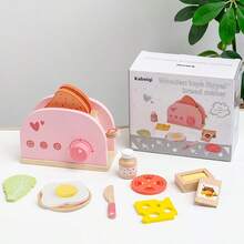 Set Mainan Pemanggang Roti & Sandwich Kayu, Termasuk Pemanggang Roti Pop-Up, Mentega yang Dapat Diiris, Aksesoris Dapur, Mainan Bermain Peran untuk Anak Usia 3, 4, 5, 6 Tahun - MultiWarna - View 9