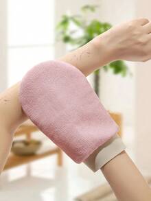 1/2pcs Gentle Exfoliating Dual Layer Bath Mittens Home Bathroom Decor Fall Decor Back To School - Pink - View 1