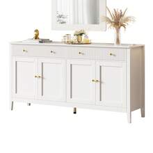 Stylish White Dining Sideboard With 2 Drawers And 4 Doors - Elegant Buffet For Kitchen, Living Room - 白色 - 查看 4