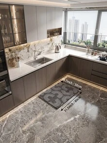 灰色吸水矽藻土廚房地墊，適用於廚房、客廳地毯、防滑浴室墊、洗衣房、臥室、室內/室外、辦公室、大廳、門墊、區域地毯、節日裝飾、走廊地毯、書房與遊戲區 - 灰色 - 查看 12