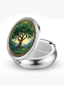 1pc 3-Compartment Mini Pill Box, Tree Of Life Theme, Portable Pocket Or ...