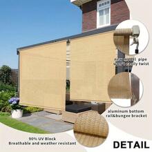 Cordless Outdoor Roller Shade Screen – Dual-Pole Spliced Design, Blackout Sun Shade For Patio, Pergola & Front Porch – Easy Pull-Up, Smooth Roll-Up Operation, UV-Resistant Fabric, Weather-Resilient Mesh, Tool-Free Installation, Compact Storage When R - Light Grey - View 7