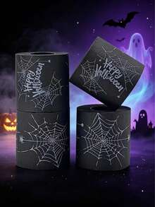 3 Rolls Black Spider Web Pattern Toilet Paper, Fun Creative Themed Toilet Paper, Bathroom Decor, Unique Gift, Prank Gift Idea, Daily Humor, Party Decoration - Multicolor - View 4