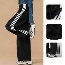 Adidas New Summer W 3S WV PT Women's Casual Loose Wide-Leg Breathable Sports Pants - Black and White - View 8