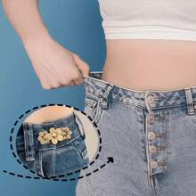 4/1pc Detachable Waist Buckle, No-Sew Waist Adjuster For Pants, Decorative Button For Skirts, Adjustable Waist Button For Pants - Multicolor - View 2