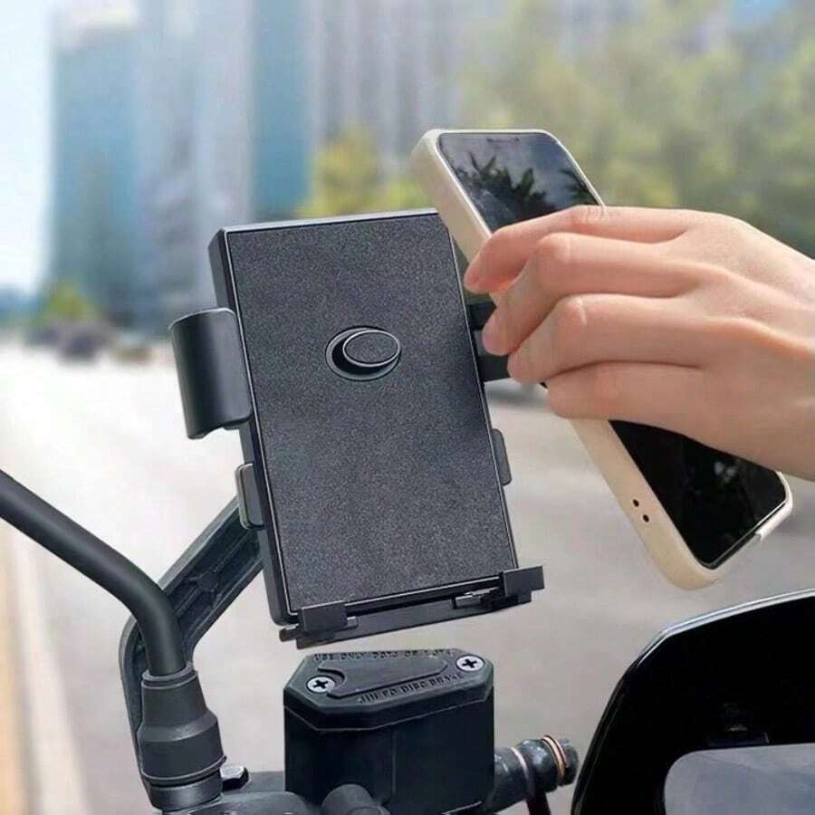 Bicycle/Motorcycle Rearview Mirror Phone Holder 360° Rotation One-Click Lock Anti-Vibration Stable Universal 4-6.5 Inch Phone - Multicolor - View 1