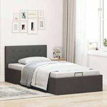 vidaXL Storage Bed, Hydraulic Upholstered Bed, Double Bed, Bedroom Bed, Fabric Bed, Bed Frame, Bed Base With Storage, Dark Granite, 180x200cm - Dark Grey - View 12