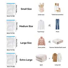 1Se(S+M+L+XL)T Save 80% Luggage Space! Hand Roll Vacuum Storage Bags No Pump Needed, Reusable Waterproof Air Compression Bags Portable Travel Clothes Towel Organizer Pouches For Suitcase Trip - Clear - View 3