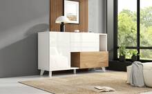 White & Light Oak Sideboard - Storage Space For Living Room - White and Oak - View 2