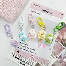 5pcs Cute Sanrio Popsicle Shaped Keychains, 3D Cinnamoroll Kuromi My Melody Pochacco Pompompurin Acrylic Bag Pendant Charms, Mini Cartoon Key Ring Decorative Gifts For Teen Girls - Keychain - View 4