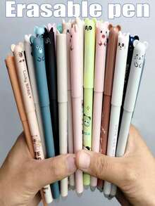 32pcs Bear Pattern Erasable Pen Set [10 Pens + 20 Refills + 2 Erasers/32 Refills] Neutral Pens, Random Pattern Bear Neutral Pens, First Day Of School - Multicolor - View 6