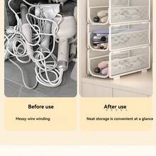 Detachable Stackable Hanging Storage Basket Metal Mesh Hair Curling Iron Beauty Tool Organizer No-Drill Wall-Mounted Cabinet Side Storage Basket Multi-Function Straightener Cosmetic Organizer Bathroom Vanity Space-Saving Storage Accessory - View 9