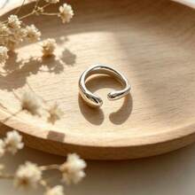 1pc Korean Niche Silver Asymmetrical Geometric Ring, Ins Popular Minimalist Style Hand Accessory, Unique 3D Cut Design With High-End Texture, Simple And Sleek Without Bulk, Stunning For Single Or Layered Wear, Open Adjustable To Fit Various Finger Sizes - Set - View 5