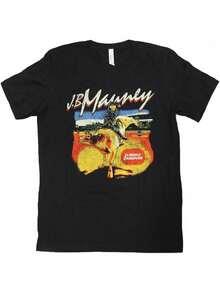 JB Mauney Herren Schwarzes Baumwoll Rodeo Grafik T-Shirt Mit Reitdesign, Lässige Passform, Kurzarm, Maschinenwaschbar, Ganzjahres-Sportbekleidung, Baumwollstoff - Schwarz - Übersicht 1