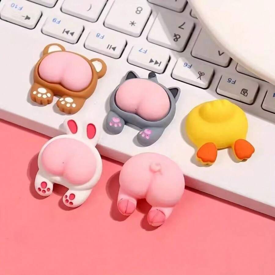 5pcs Cartoon Keycaps, Adhesive Not Included, Fun And Charming Cartoon Style Keycaps, Exquisite Mechanical Keyboard Keycap Set, Individual Packaging, Cute Aesthetic Replacement Parts, Perfect For Gaming Or Office Environments - Decoration - View 1