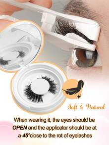 2 Pairs Natural Magnetic False Eyelashes, 2 Pairs Reusable Magnetic False Eyelashes With Applicator, No Glue Needed, Easy To Wear And Remove - 彩色 - 查看 5