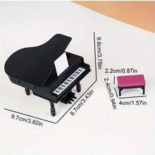 1:12 Mini Black Grand Piano Miniature Model With Matching Piano Stool, Realistic Musical Instrument Details, Suitable For Dollhouse Miniature Furniture Scenes, Can Be Used As Desktop Decor, Home Decoration And Figurine Scene Accessory - Multicolor - View 3