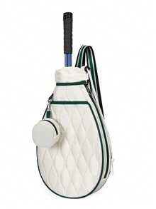 Women's Tennis Backpack Racket Bag, Lightweight Quilted Drawstring Sports Bag With Racket Holder, Portable Outdoor Tennis Equipment Storage, Casual Fashion Sports Backpack Suitable For Training And Travel - Multicolor - View 14