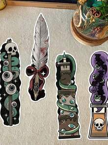 30pcs Vintage Halloween Bookmarks, Creative & Quirky Artistic Style, Versatile Reading Bookmarks For Office And Study Supplies - A - View 9