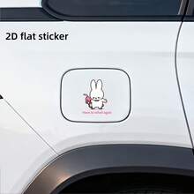 1pc 2D Flat Sticker, Cute Cartoon White Rabbit And Gasoline-Themed High Heel Shoe Pattern, Designed As Car Fuel Tank Cap Decorative Sticker, Fashionable And Durable, Made Of Waterproof Vinyl Material - A - View 5