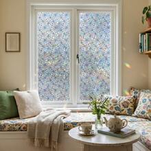 Static Cling Geometric Floral Window Film 28*100cm/43x100cm Minimal Line Pattern Rainbow Prism Privacy Glass Sticker Waterproof Decor For Bathroom Kitchen Cabinet - 1PC - View 4