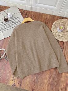 Women's Cartoon Duck Print Sweater With Humorous Sarcastic Quote, Warm And Comfortable For Autumn/Winter - Camel - View 6