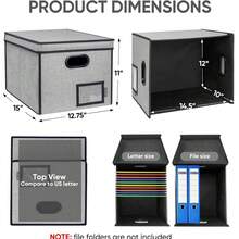 GUDOO File Storage Box With Lid, Foldable Linen File Box, Large Capacity File Folder Storage Box, Portable Hanging File Box - A - View 4