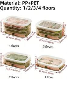 1/2/3/4 Layer Refrigerator Meat Storage Box, Stackable With Lid Cold Storage Meat Container Set, Stackable Bacon Luncheon Meat Refrigerator Storage Box, Food Storage Box With Lid, Suitable For Steak, Meat, Cheese, Grains, Etc. - Multicolor - View 4
