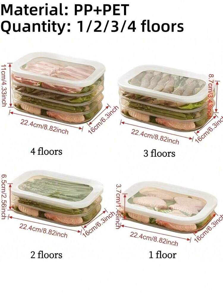 1/2/3/4 Layer Refrigerator Meat Storage Box, Stackable With Lid Cold Storage Meat Container Set, Stackable Bacon Luncheon Meat Refrigerator Storage Box, Food Storage Box With Lid, Suitable For Steak, Meat, Cheese, Grains, Etc. - Multicolor - View 3