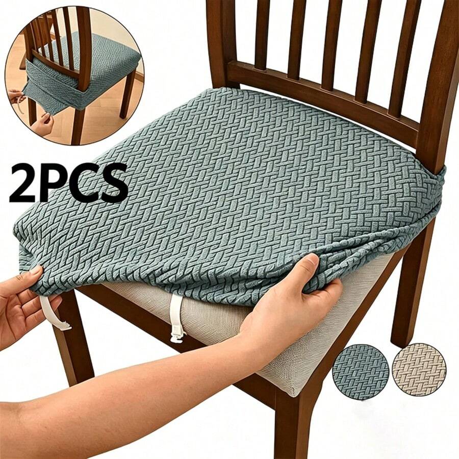 Modern Solid Color Jacquard T-Shaped High Elasticity Chair Covers, 2pcs Elastic Dining Chair Back Cushion Covers, Soft Removable Dining Chair Covers, Dining Chair Pad Protector (Back Cover, Multiple Colors Available) - Chair Cover - View 1