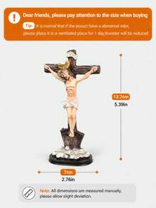 1pc Christian Home Decor Jesus Cross Figurine, Religious Desktop Ornament, Suitable For Prayer Corner, Catholic Bookshelf Decoration, Faith Inspiration Room Decor Gift - 1PC - View 7