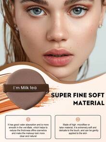 13pcs Milk Tea Color All-In-One Makeup Brush Set, Multi-Functional Face And Eye Makeup Brushes, Suitable For Foundation, Blush And Eye Details, Includes Triangle And Heart-Shaped Powder Puffs And Ribbon Hanging Rope, Soft And Reusable, Suitable For Liquid Products - Brown - View 6