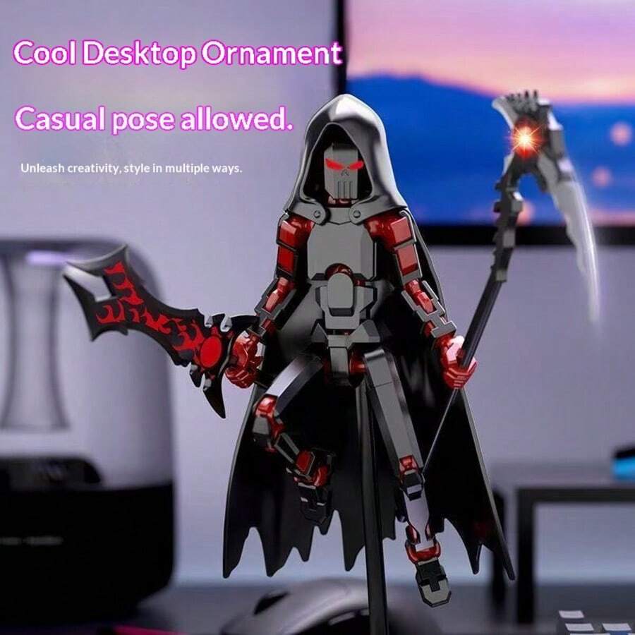1pc DIY Grim Reaper Jointed Figure, Self-Assembly, Cape Cloak, Multi-Joint Movable Action Figure, Ornament, Figurine Model, Gift, Present, Holiday Gift, Perfect Gift - Multicolor - View 1