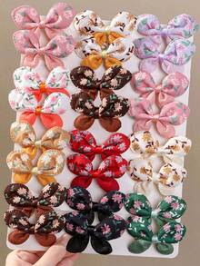 10pcs Girls Multicolor Random Double Layer Bow Flower Fabric Bow Hair Clips Bangs Back Of Head Hair Clips Hair Accessories For Daily Use - Multicolor - View 1