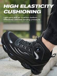 Men's Steel Toe Shoes, Anti-Crush Anti-Puncture, All-Season, Comfortable Outdoor Work Boots, Suitable For Construction Sites, Industrial Manufacturing - Black (New) - View 5