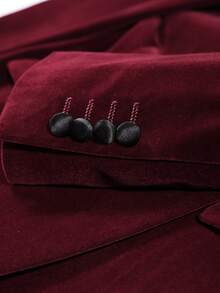 Officeau Men's Slim Fit Groom Wedding Banquet MC Formal Suit Jacket - Burgundy - View 7