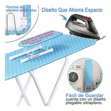 Tabla de planchar plegable altura ajustable superficie engrosada almacenamiento compacto hogar dormitorio lavandería soporte estable fácil guardar - por defecto - Ver 6