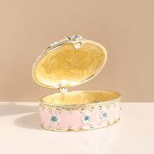 SIQIZHOU 1pc Flower Jewelry Box Earring Necklace Ring Box Alloy Cherry Blossom Decor Box Round Ring Box Enamel Craft Cherry Blossom Jewelry Box Birthday Gift Fashion Small Ornament - Sakura Jewelry Box - View 11