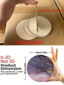1/6/12pcs Purple Gold Rim Marble Floral Wooden Coasters, Alcohol Ink Abstract Floral Round Drink Coasters, Heat-Resistant Desktop Protection Coasters, Aesthetic Modern Home Kitchen Office Decor, Elegant Housewarming Gift - Purple - View 5
