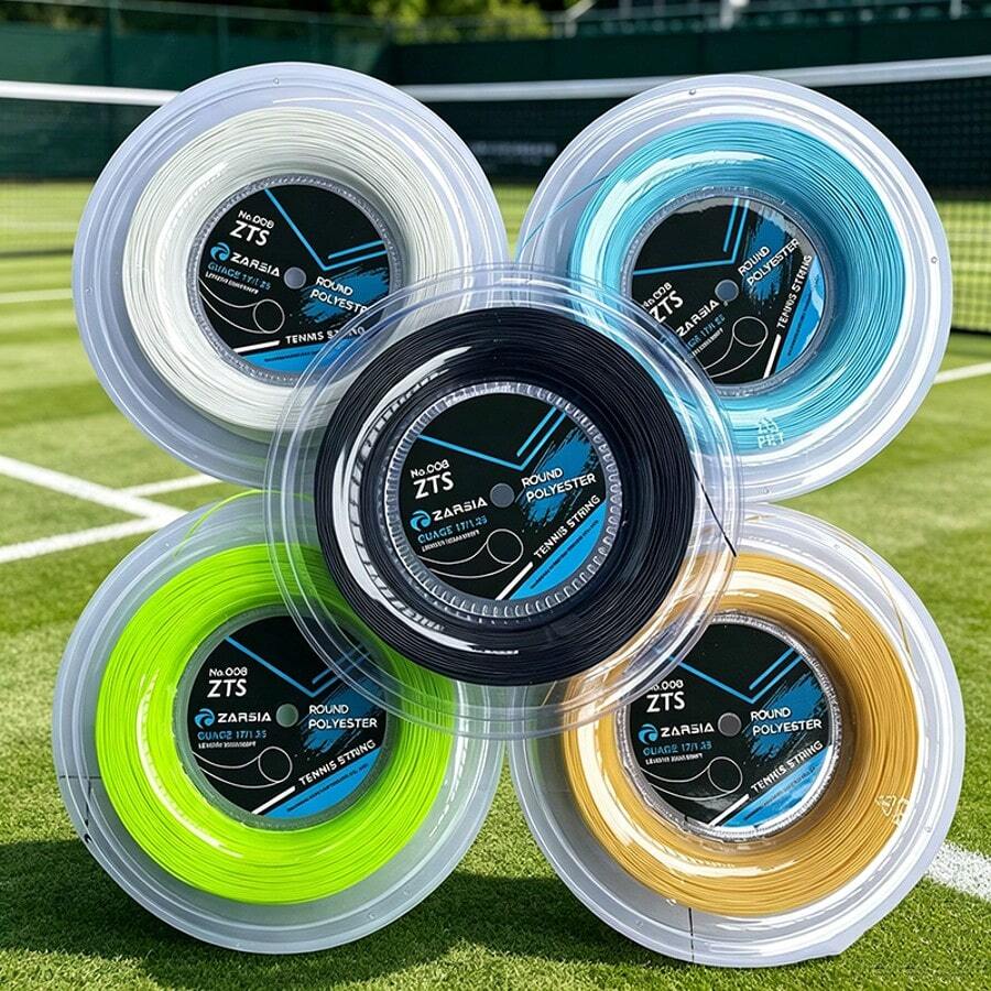 ZARSIA 17G/1.25mm Round Polyester Tennis Racket String Hard Line, 200m Large Spool Training Tennis String - White - View 1