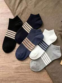 Men's Comfortable New Breathable Short Boat Socks, Summer Sweat-Absorbing Striped Anti-Odor Casual Short Socks - Multicolor - View 2
